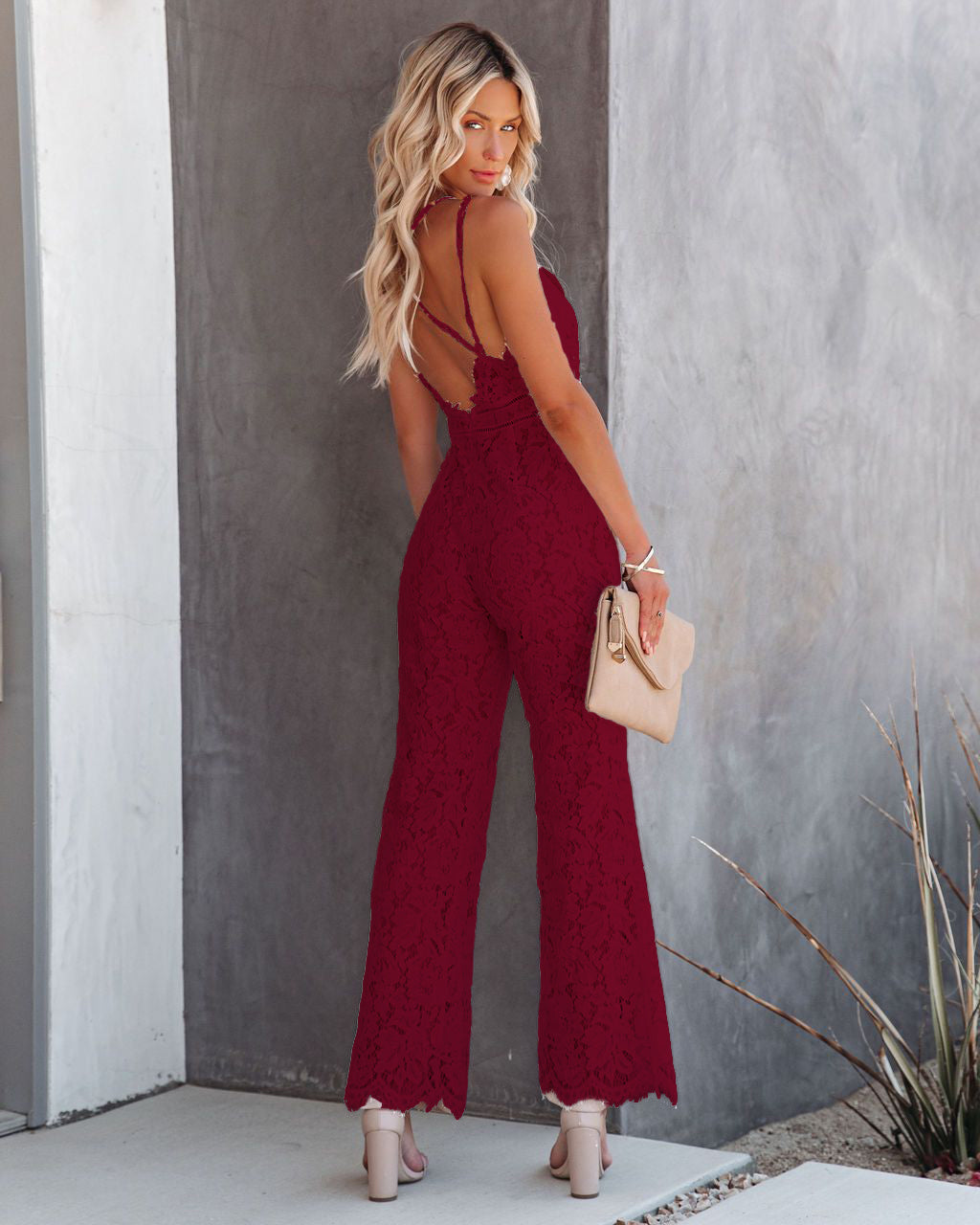 Sexy Elegant Women Clothing Lace  Mid Waist Casual  Smooth Lining Jumpsuit
