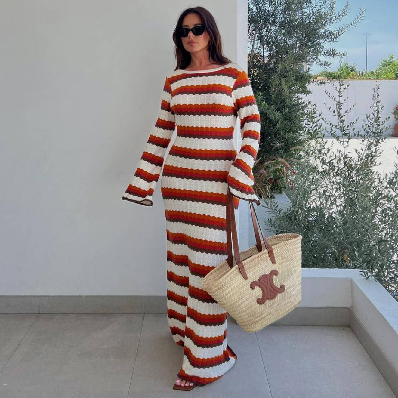 Striped Contrast Color Beach Vacation Sexy Dress