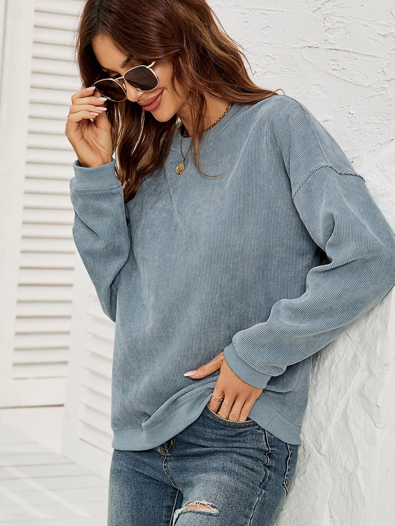 Casual round Neck Long Sleeve Blouse
