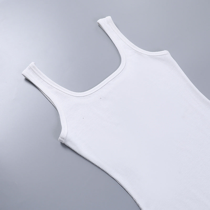 Basic Simple Letter Graphic Print Vest Dress