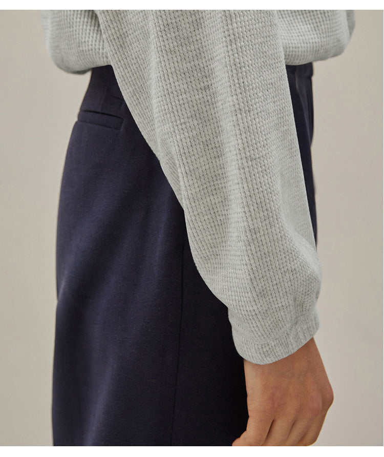 Long Sleeve Zipper Polo Drawstring Waist Sweatshirt