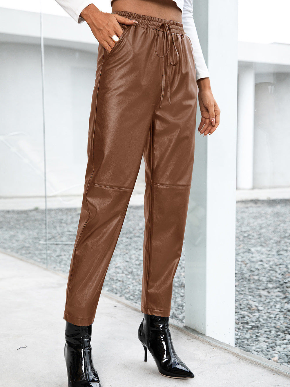 Casual Loose Motorcycle Faux Leather Trousers