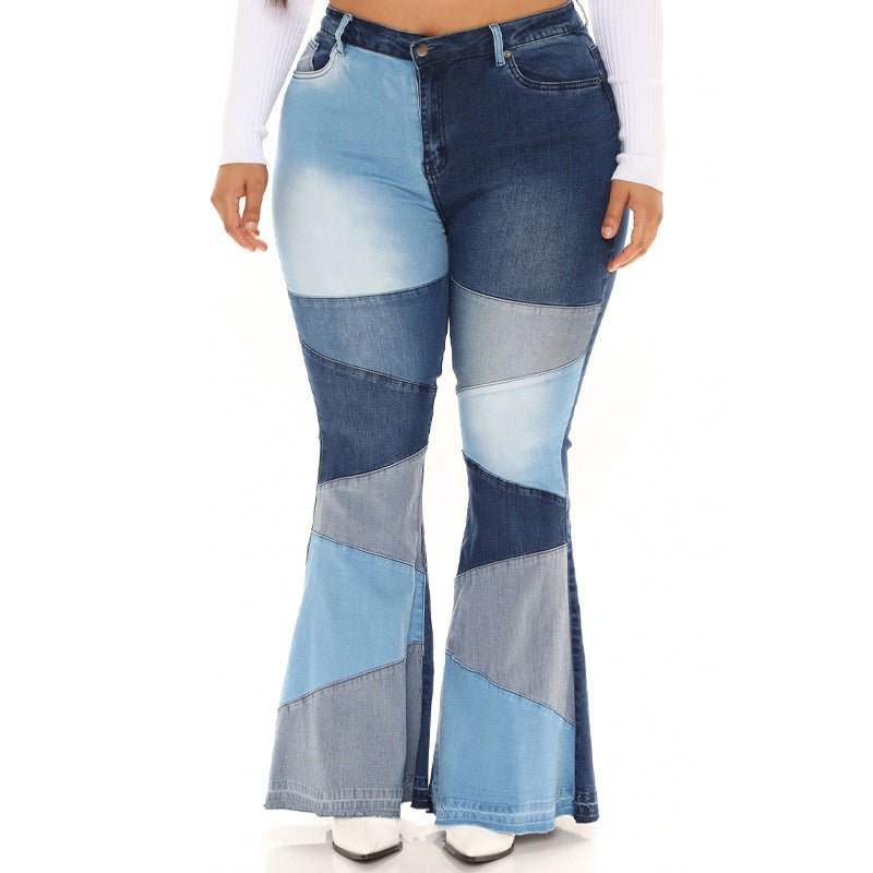 Denim Wide Leg Stitching Jeans