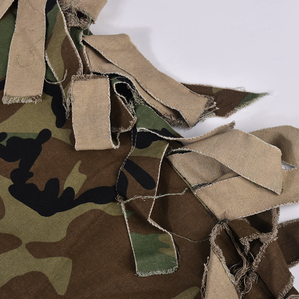 Lässige Hose mit Camouflage-Persönlichkeit und Quastentasche