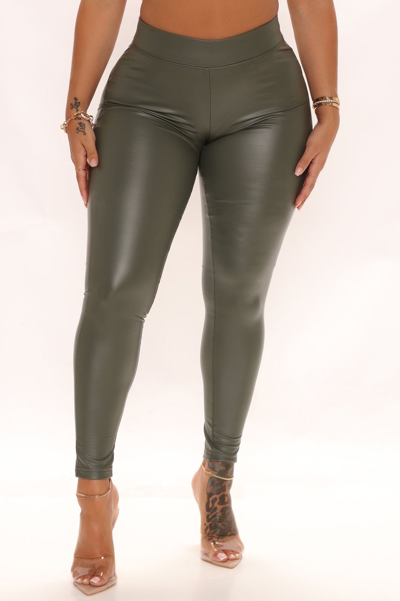 Slim Stretch Solid Color Skinny Sexy Casual Leather Trousers
