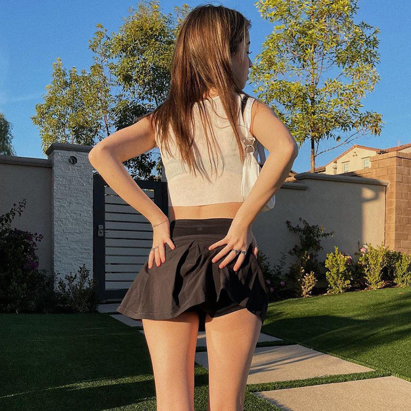 Falda de cadera sexy con forro de cintura alta a juego básico de color sólido