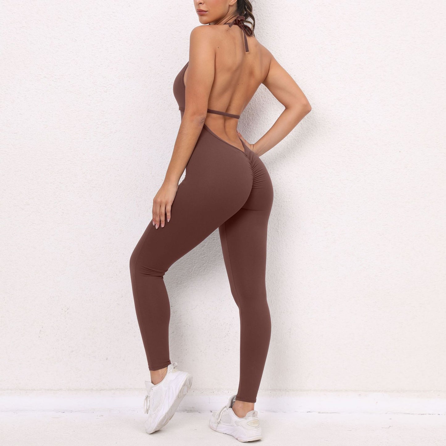 Lace up One Piece Quick Drying Skinny Yoga Pants Breathable Jumpsuit