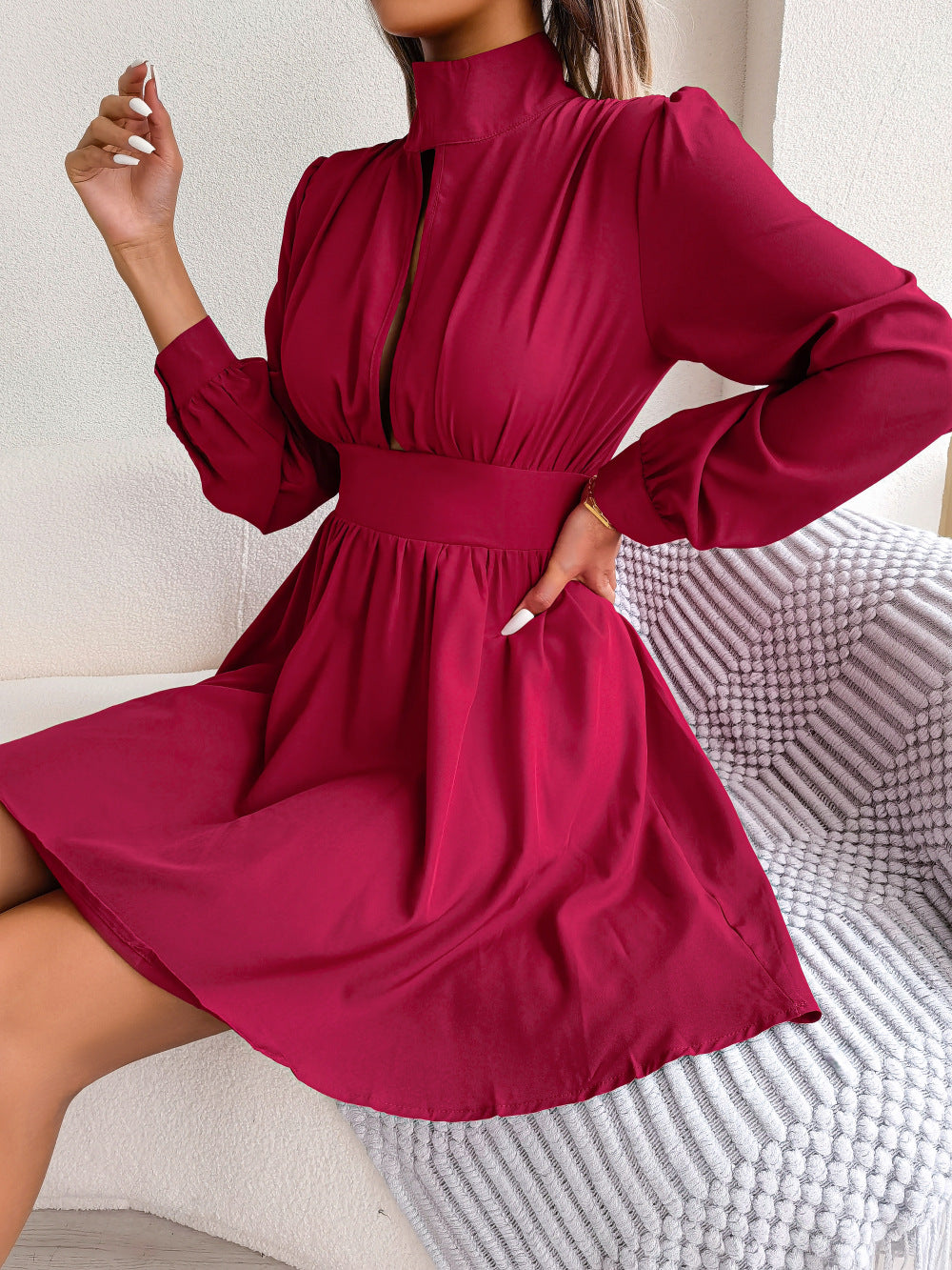 Sexy Hollow-out Cinched Large Swing Dress