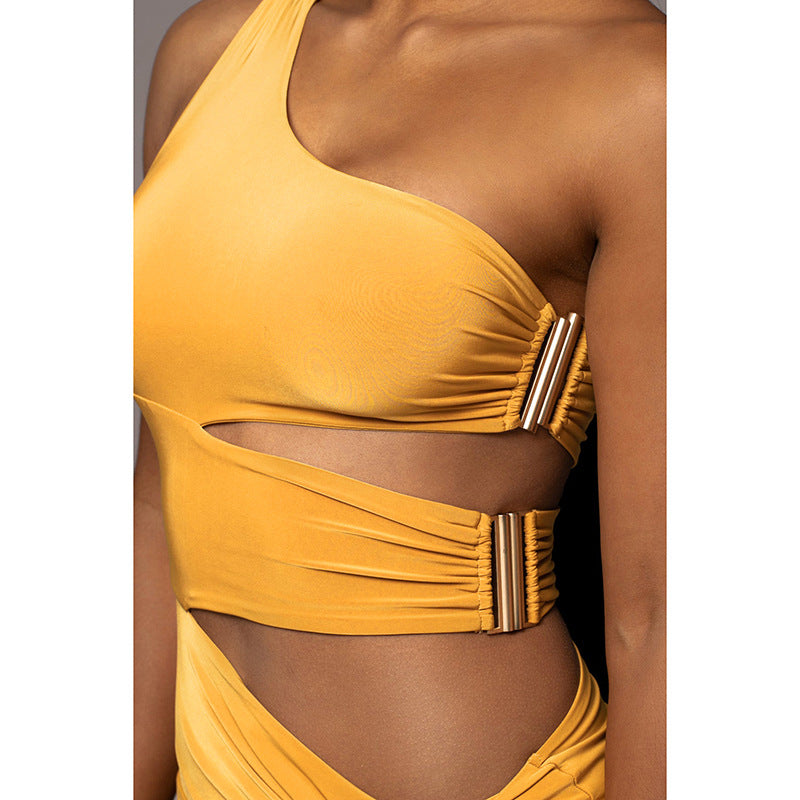 Sexy One Shoulder Twist Hollow Out Cutout Dress