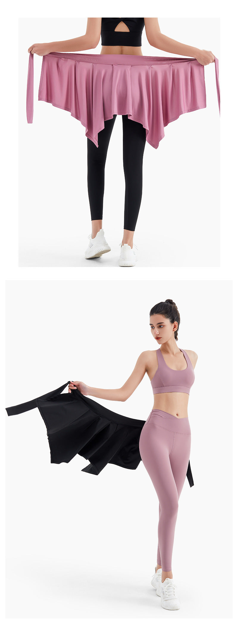 Lace-up Sports Yoga Apron One-Piece Anti-Exposure Outer Wear Thigh-Length Yoga Skirt