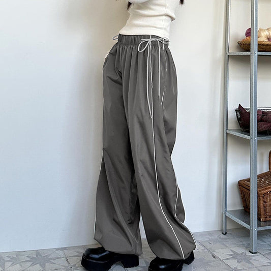 Side Bud Woven Casual Trousers