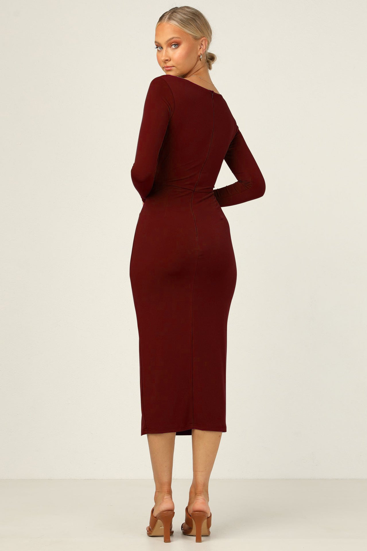 Hollow Out Cutout Out Twisted Sexy Long Sleeve Slit Sheath Dress