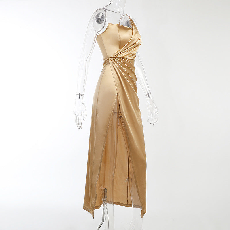 One-Shoulder Split High Waist Mop Long Sexy Maxi Elegant Prom Dress