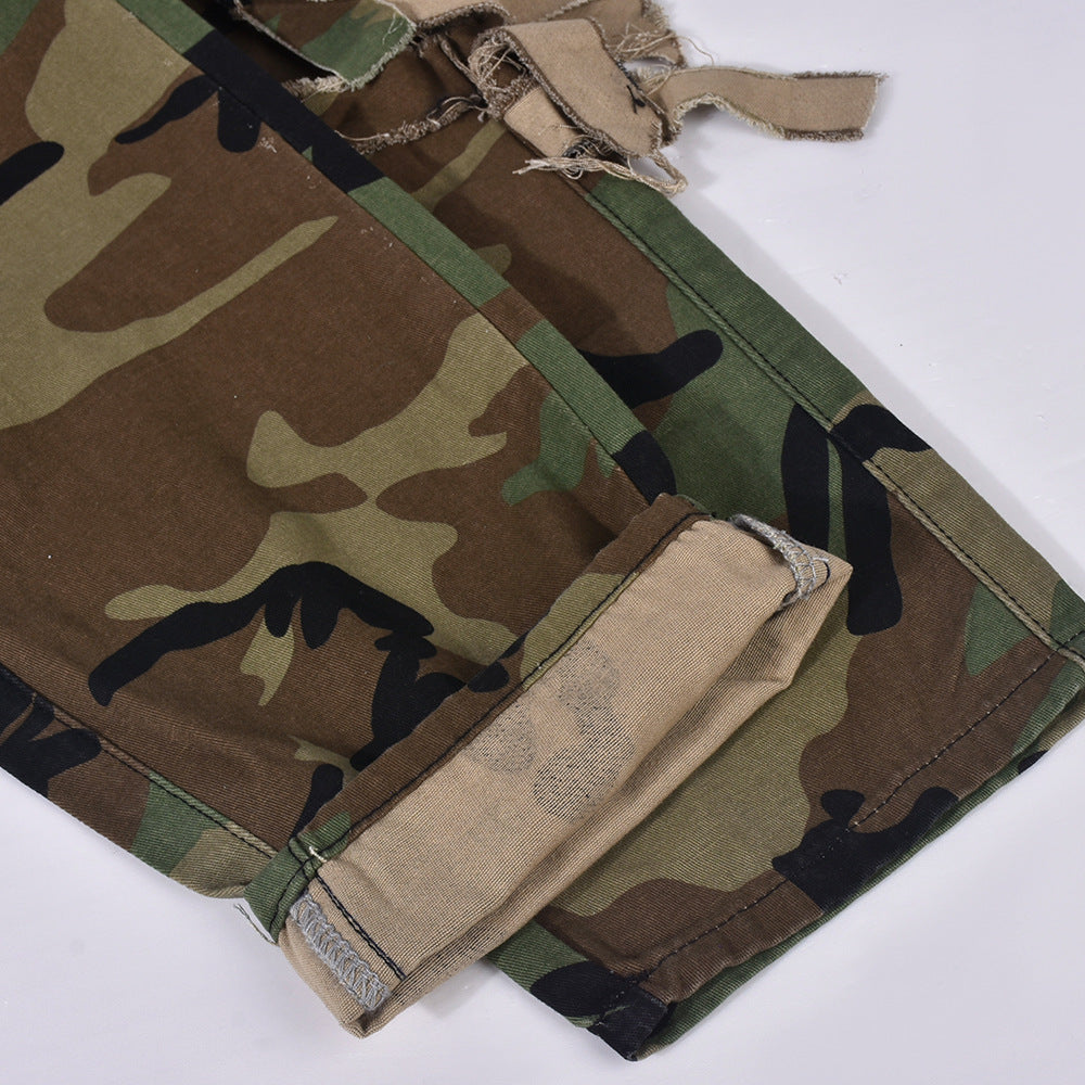 Lässige Hose mit Camouflage-Persönlichkeit und Quastentasche