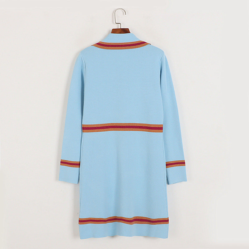 Collared Mid Length Knitted Dress