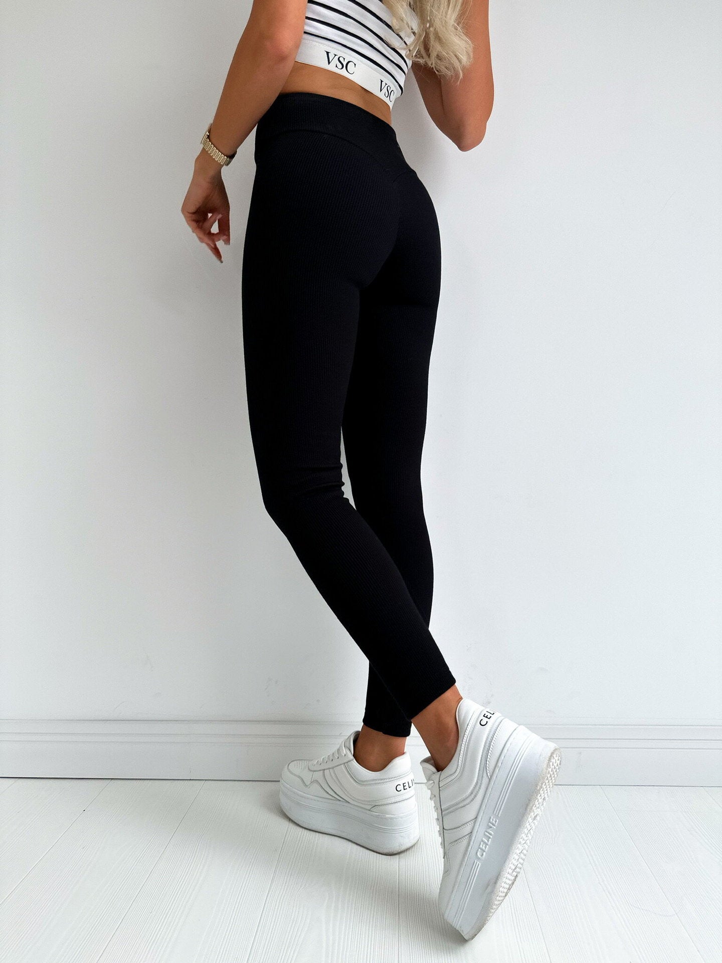 Vertical Stripes Tight Weight Loss Pants