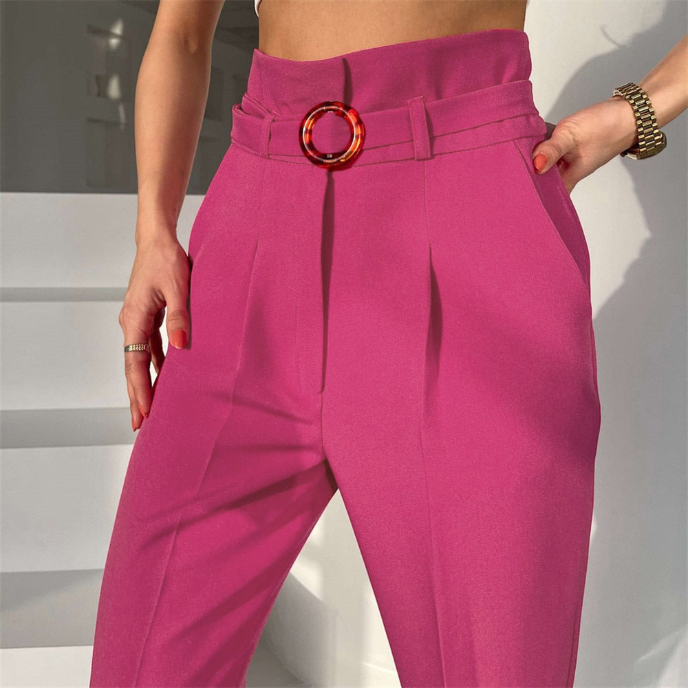 Slim Leg Split Work Pant Cropped Pants