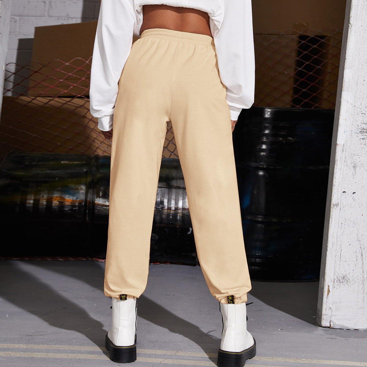 Solid Color Sexy All Matching Casual Exercise Ankle Tied Trousers