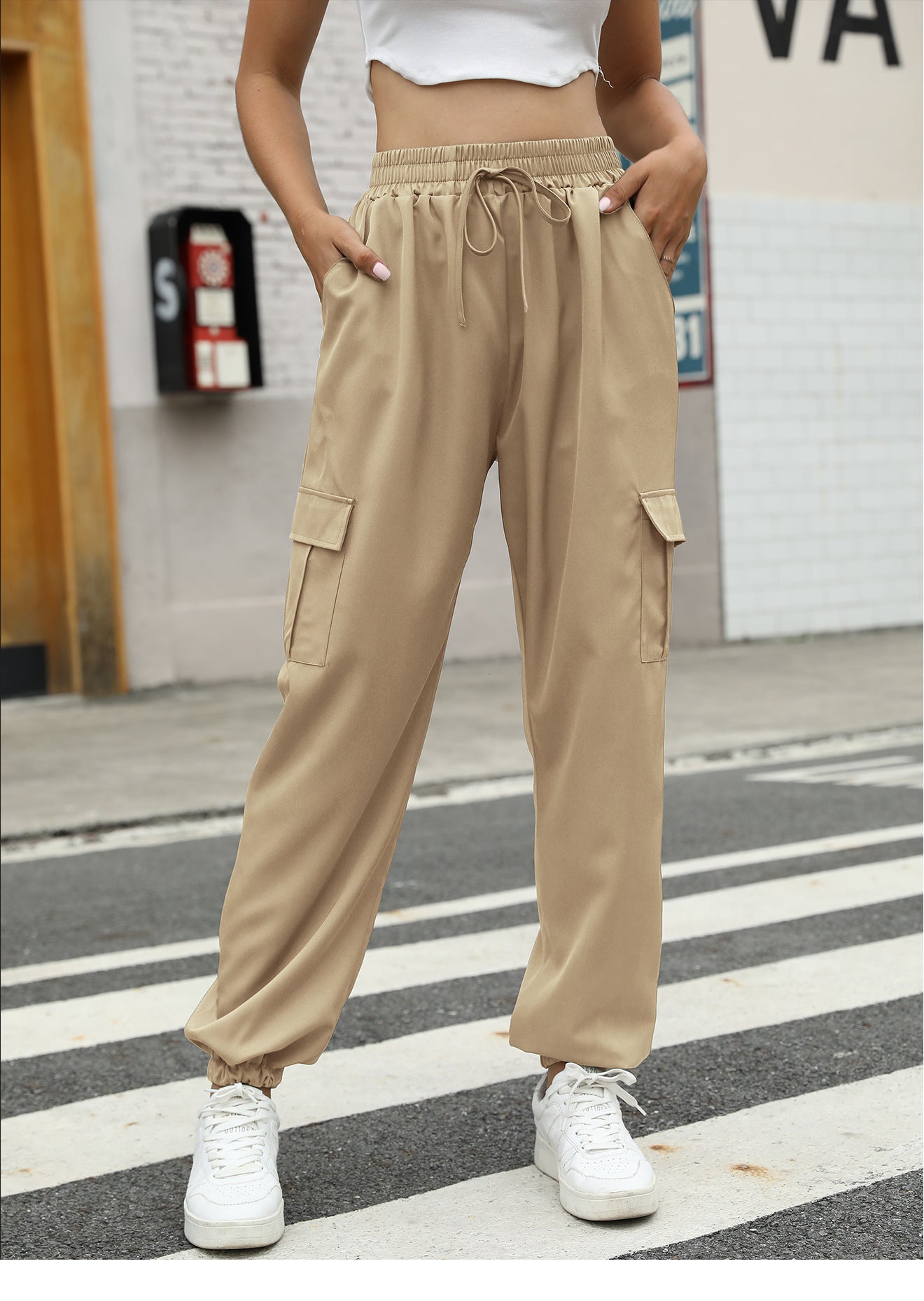 Pantalon cargo ample à laçage