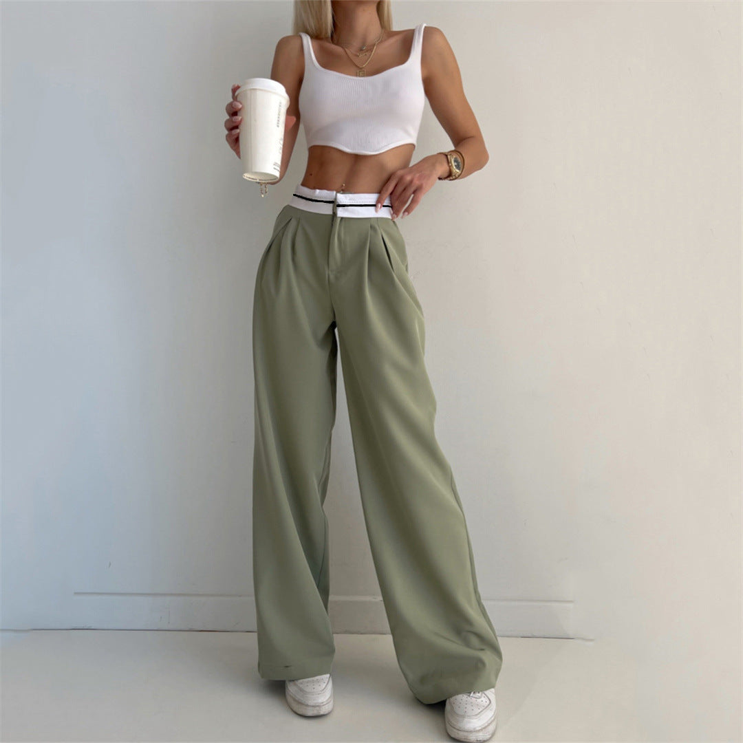 High Waist Straight Pants Casual Loose Trousers