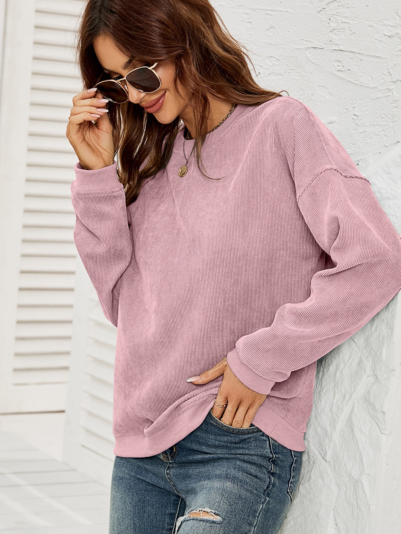 Casual round Neck Long Sleeve Blouse