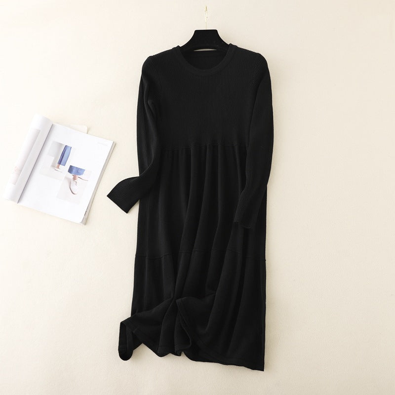 Mid Length Over The Knee Loose Oversized Knit Dress