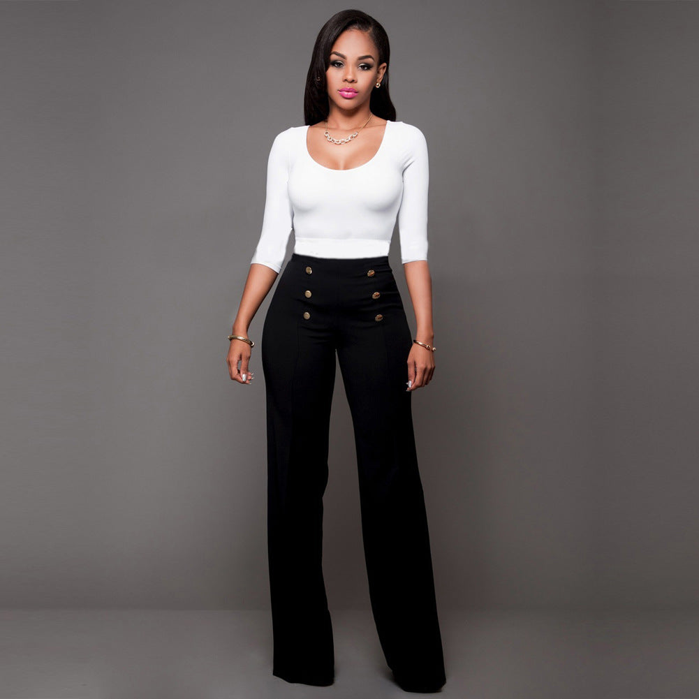 Slim Fitting Cool Double Breasted Flared Pants