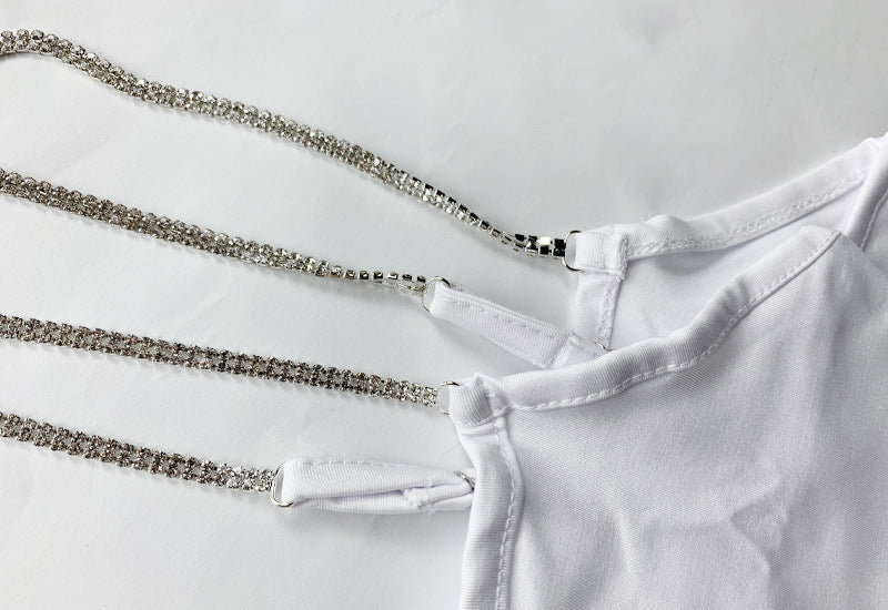 Slim-Fit Sexy Cami Diamond Chain Rückenfreies Hüftkleid
