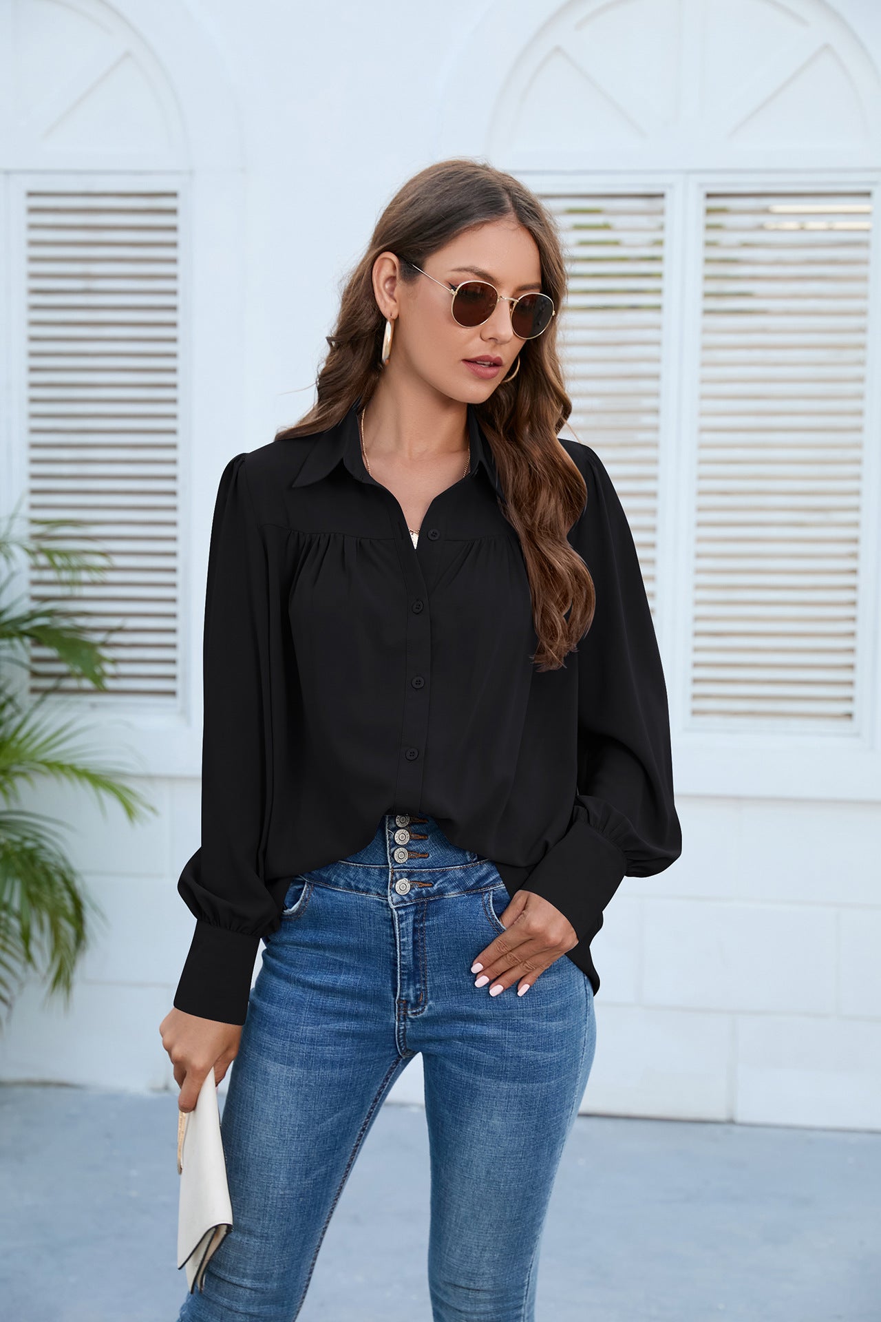 Pleated Long Sleeved Shirt