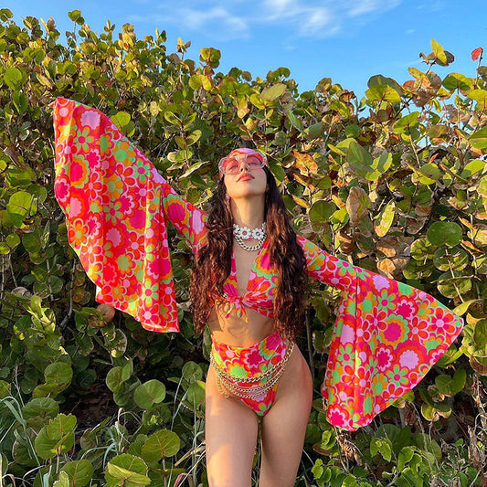 Printed Two Piece Suit Retro Swimsuit