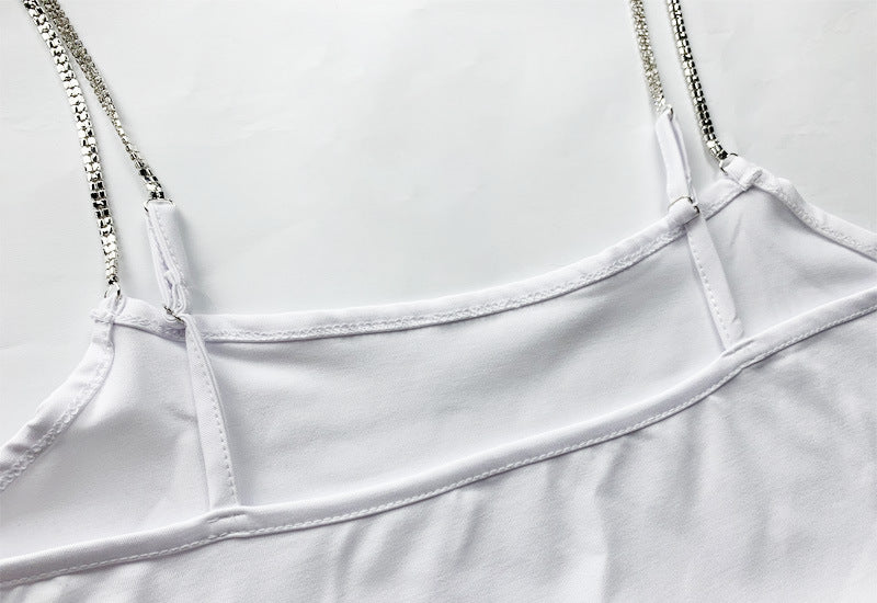Slim-Fit Sexy Cami Diamond Chain Backless Hip Dress