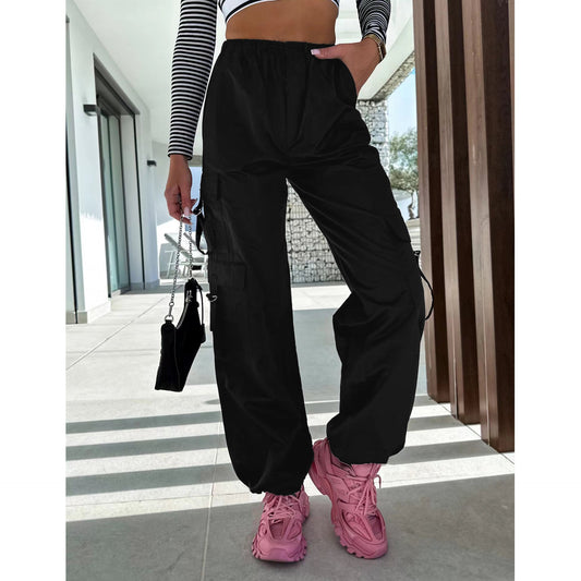 Street Overalls Multi Pocket Lace up Trousers