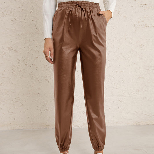 Loose Casual Biker Leather All-Matching Trousers