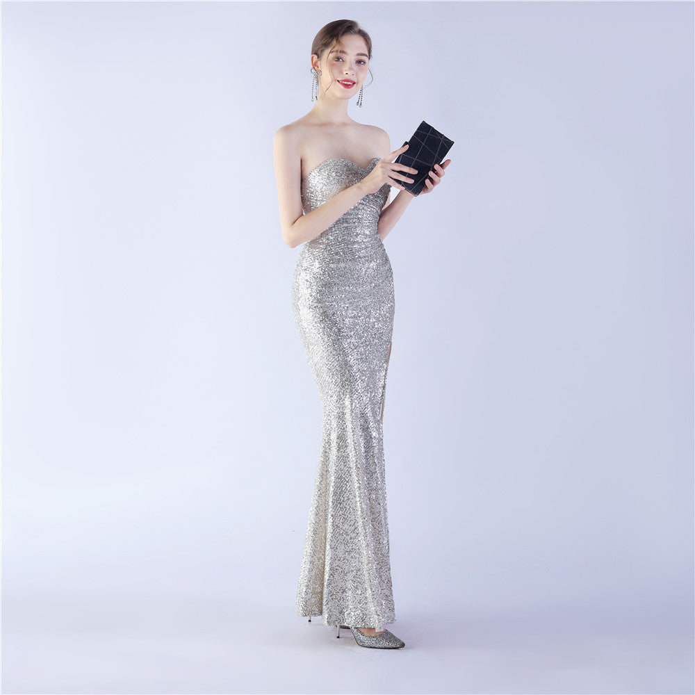 Heavy Industry Shrink Fold Wrinkle Craft Simple Retro Tube Top Evening Dress