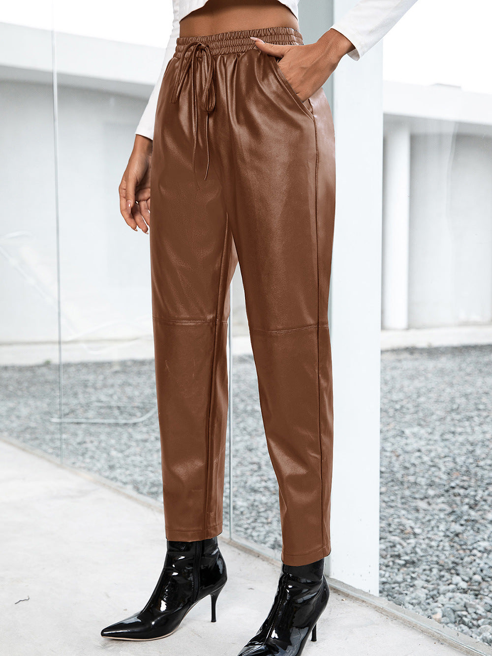 Casual Loose Motorcycle Faux Leather Trousers