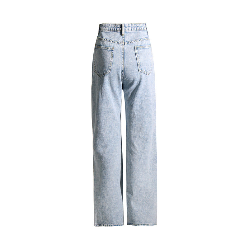 High Waist Ripped Design Jeans
