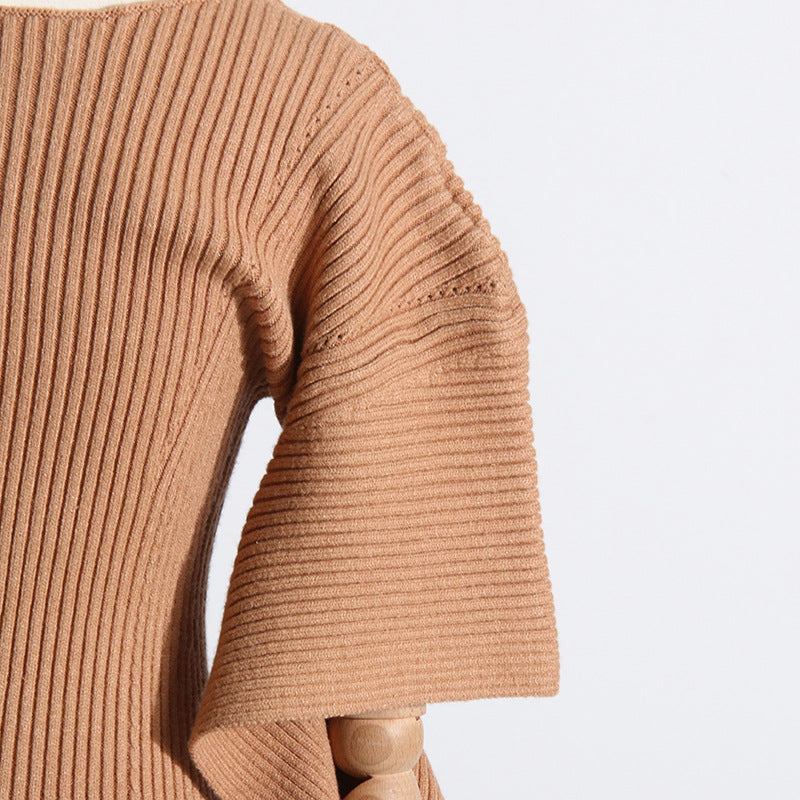 Slim Fit Slimming Sense of Design Mid-Length Knitted Dress