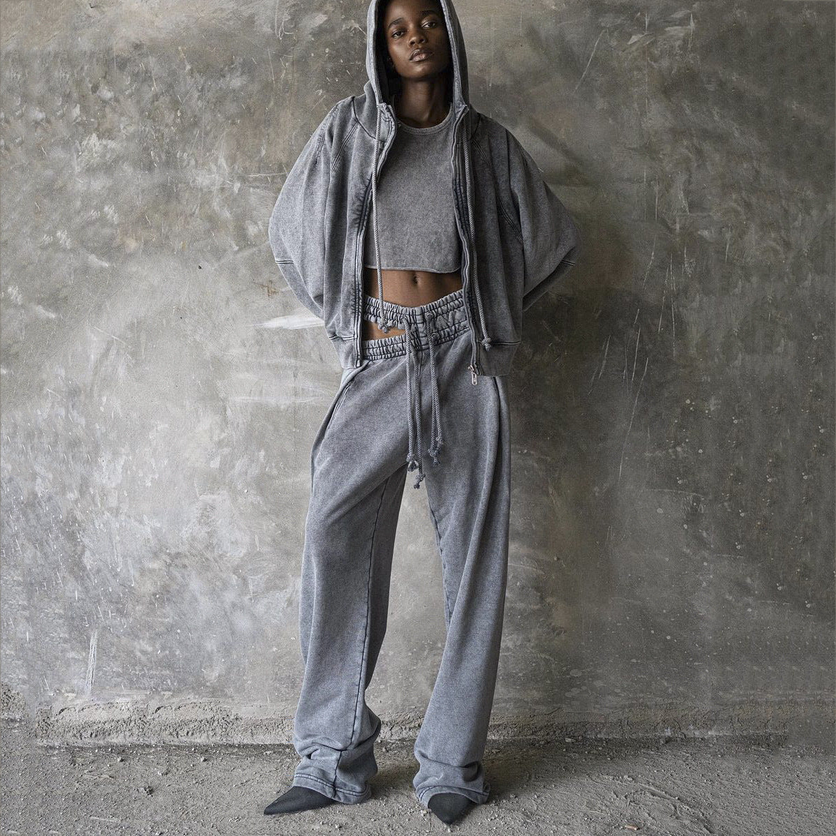 Hollow Out Cutout Drawstring Sweatpants Loose Casual Trousers