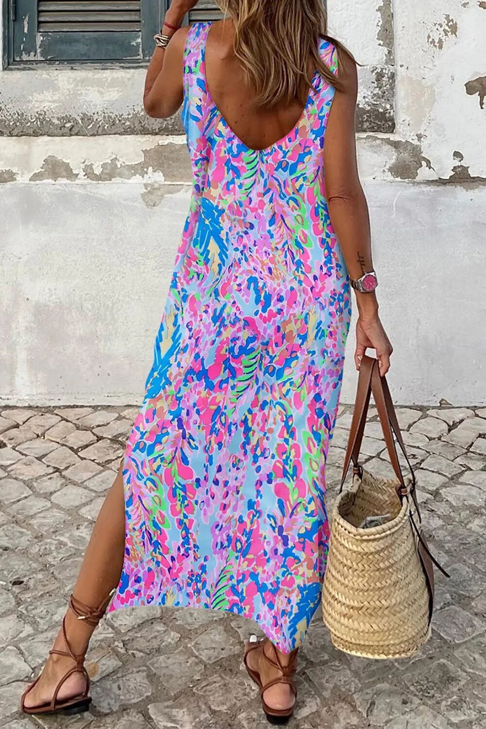 Personalized Floral Print Sleeveless Dress