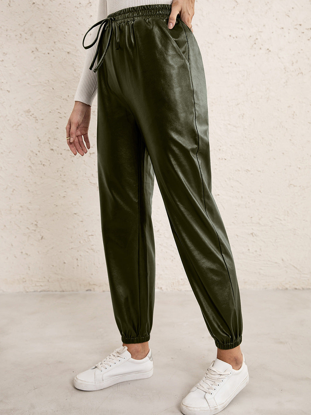 Loose Casual Biker Leather All-Matching Trousers