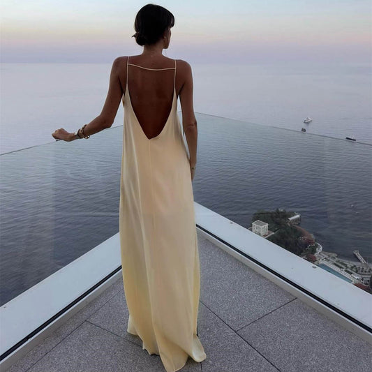 Sexy Backless Maxi Hollow Out Cutout Sleeveless Dress