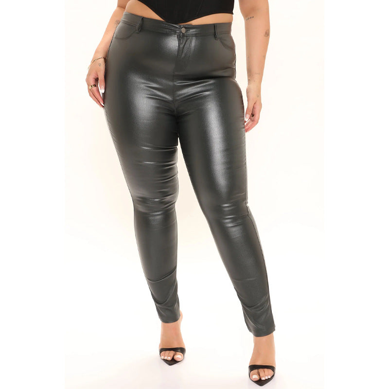 High Elastic Leather Pants
