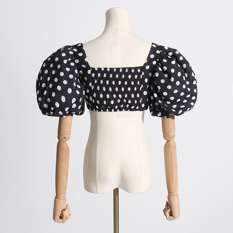 Conjunto elegante de dos piezas Conjunto de falda dividida con top de manga abullonada y cuello cuadrado de otoño