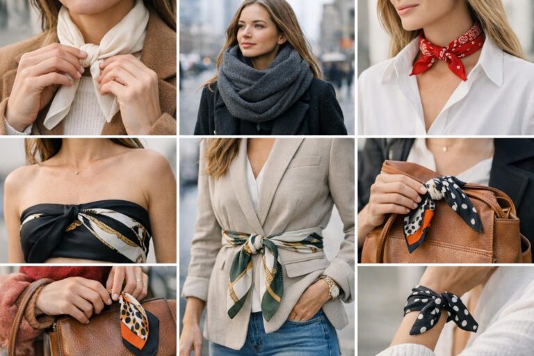 How to wear a scarf with a classic neck wrap and clean drape for a polished year-round outfit