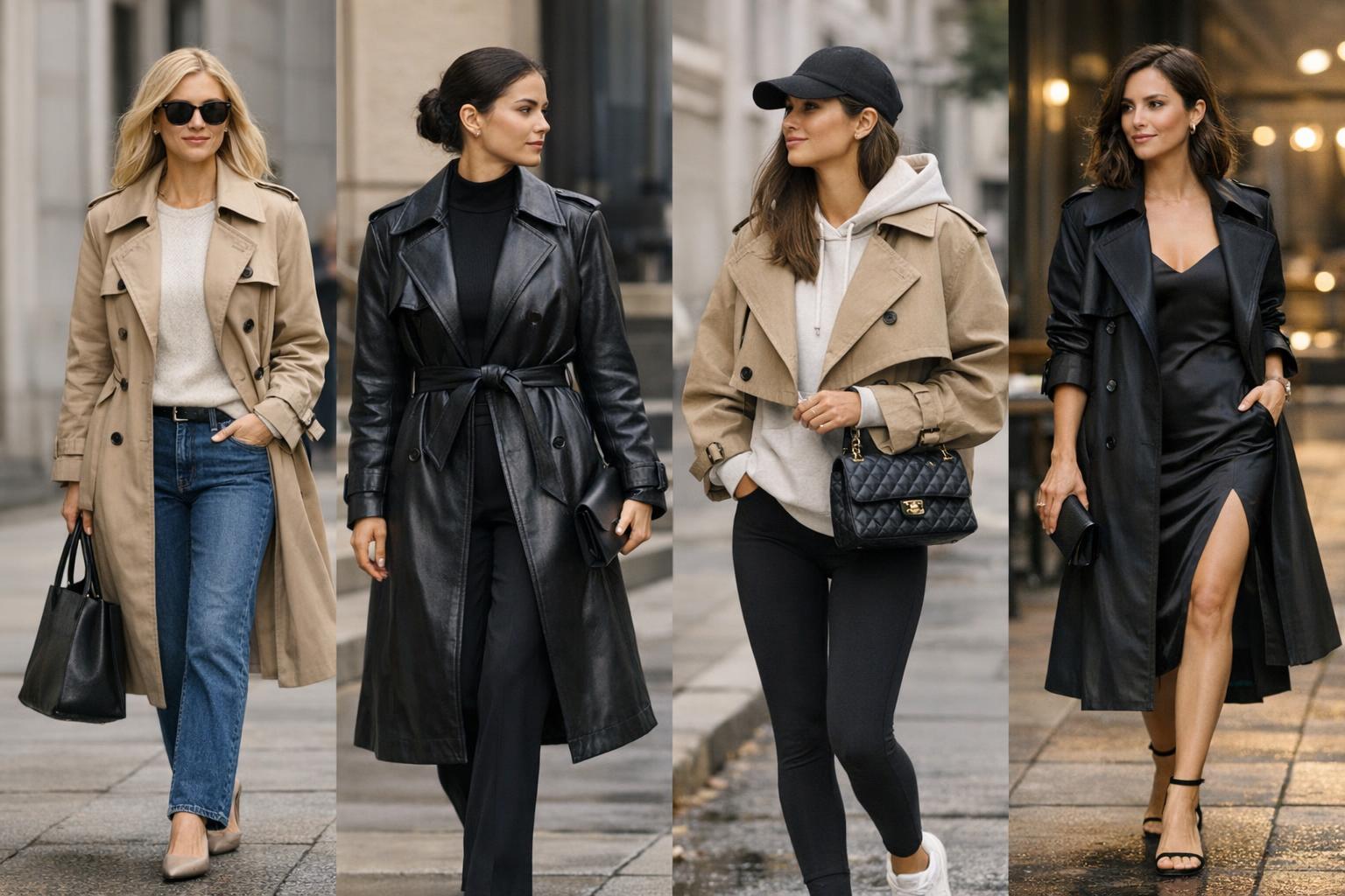 How to style trench coat with jeans and knit, finished with a classic beige belted trench for a chic everyday look