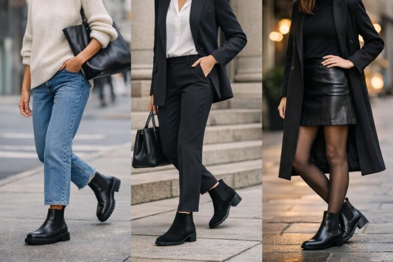 How to wear chelsea boots women with cropped jeans and a long coat in a street-style outfit