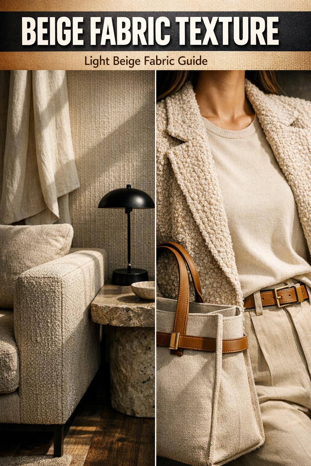 Beige fabric texture close-up with soft woven pattern and natural lighting