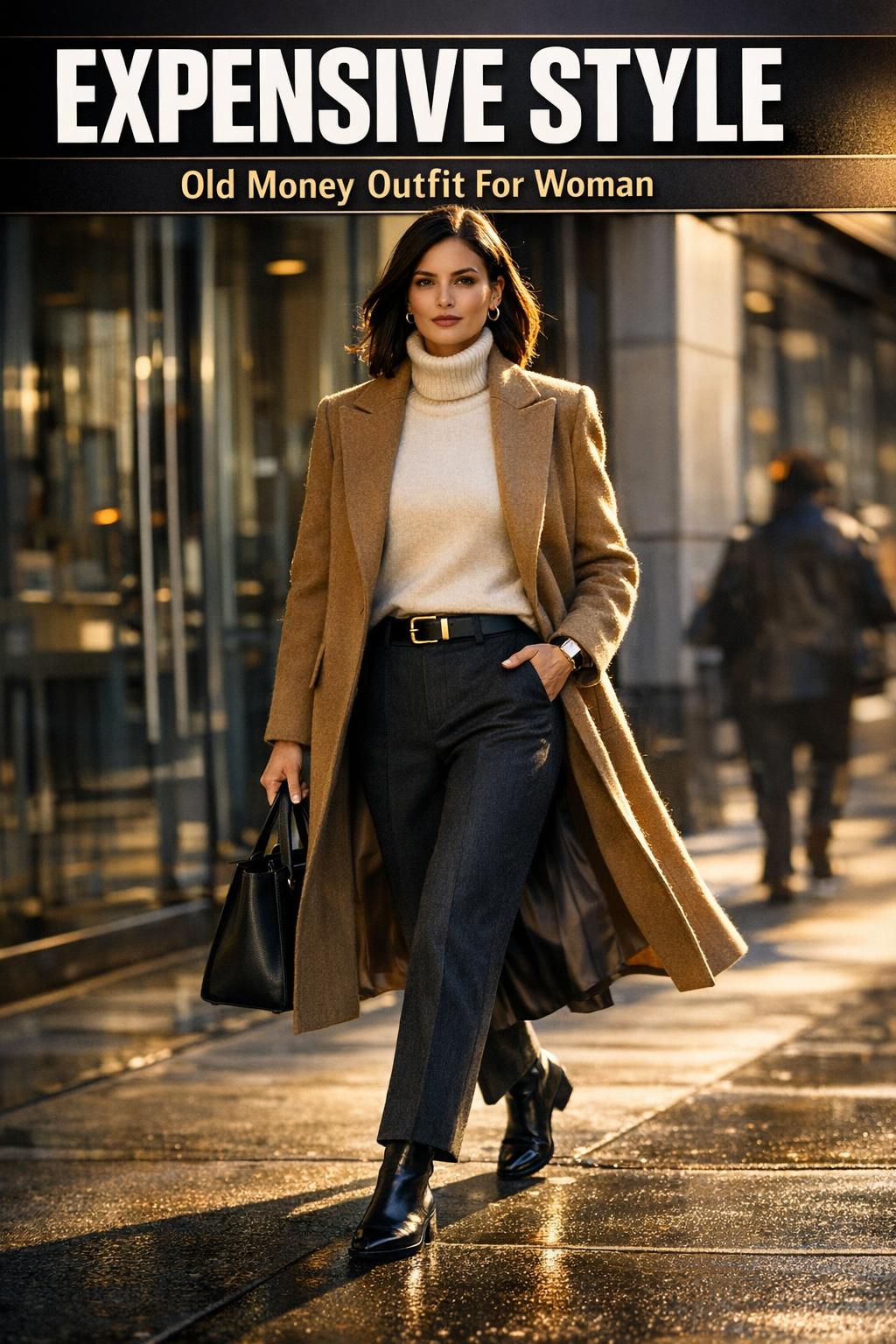 Expensive style in a luxury fashion portrait with designer outfit, elegant accessories, and refined lighting