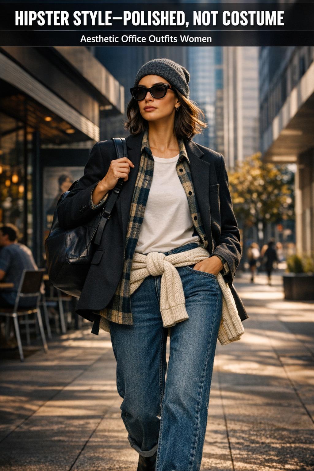 Hipster style portrait in natural light with vintage outfit and glasses