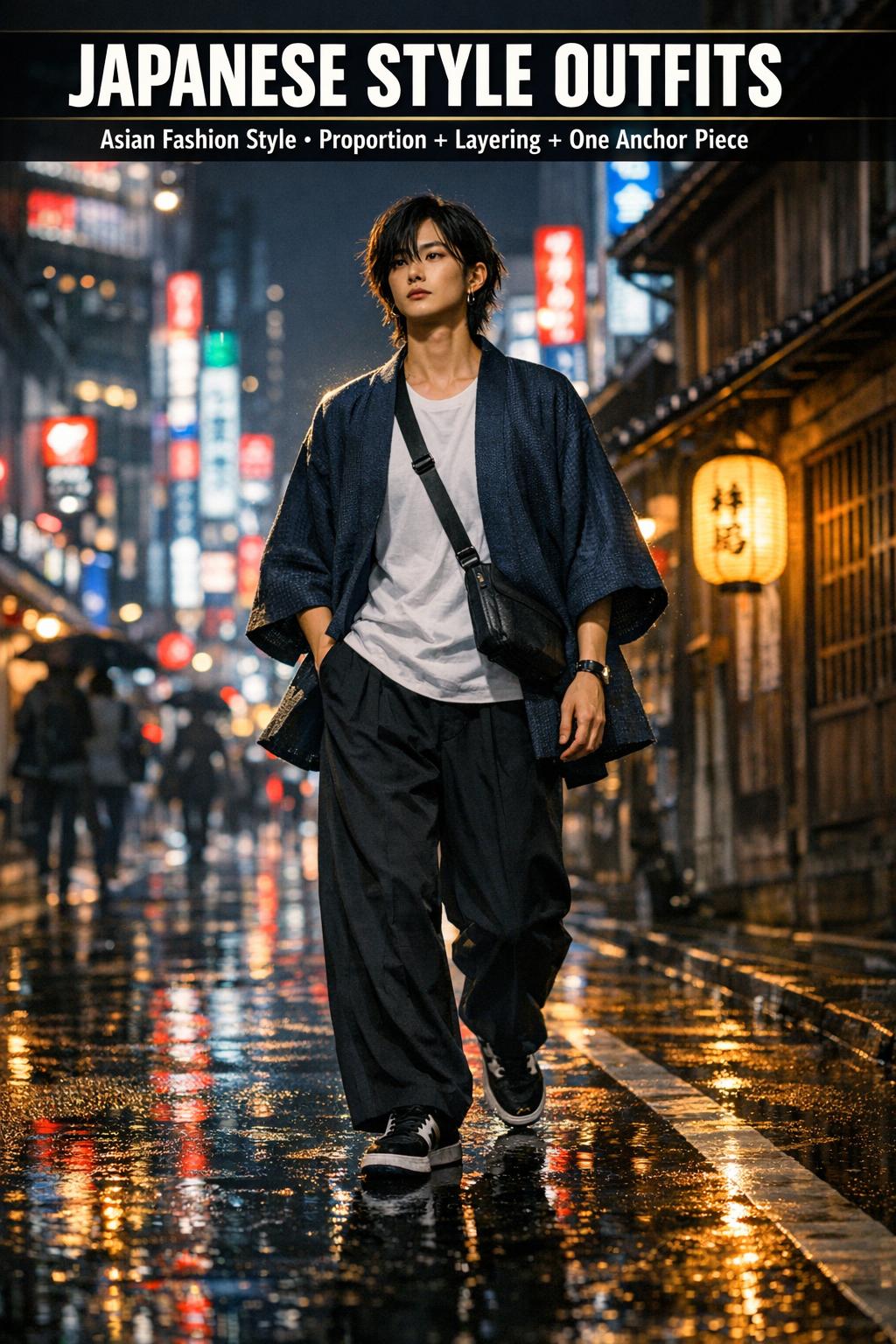 Japanese style outfits photographed in a modern street fashion look